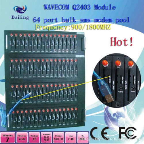 Newest USB 2.0 GSM /GPRS 64 Ports SMS Modem Pool Support at Command
